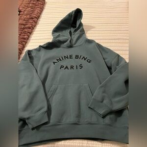 Anine Bing Paris Hoodie in dark greenish blue